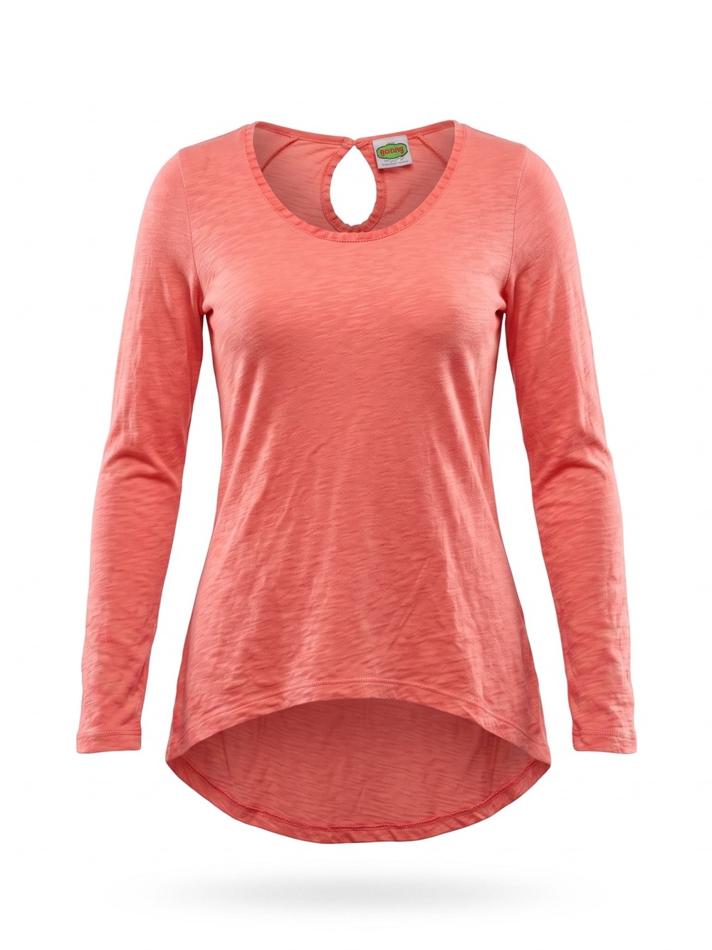 C&C California Coral Keyhole Hi-Low Long Sleeve Tee